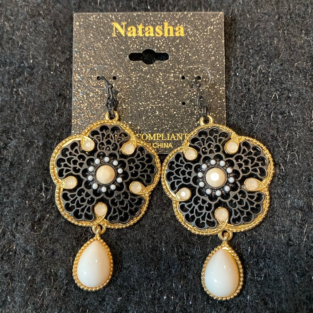 Black Flower Earrings